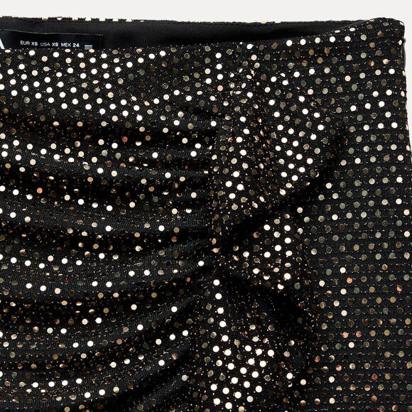 NEW! Zara | Metallic Frill Skort In Black/Aged Gold - Picture 5 of 15
